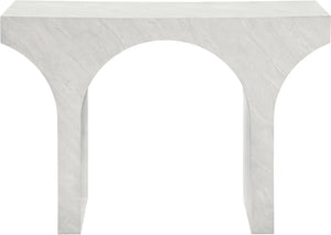 Meridian Furniture Pomezia Art Deco Console Table with Marble Style Finish and Wood Frame for Entryway Decor White 99073White-T