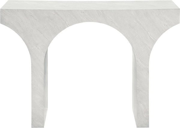 Meridian Furniture Pomezia Art Deco Console Table with Marble Style Finish and Wood Frame for Entryway Decor White 99073White-T