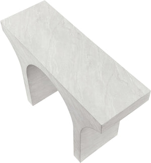 Meridian Furniture Pomezia Art Deco Console Table with Marble Style Finish and Wood Frame for Entryway Decor White 99073White-T