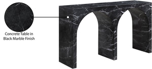 Meridian Furniture Faenza Art Deco Console Table with Marble Veined Finish for Entryway or Living Room Decor Black 99074Black-T