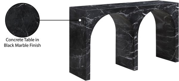 Meridian Furniture Faenza Art Deco Console Table with Marble Veined Finish for Entryway or Living Room Decor Black 99074Black-T