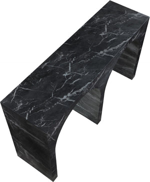 Meridian Furniture Faenza Art Deco Console Table with Marble Veined Finish for Entryway or Living Room Decor Black 99074Black-T