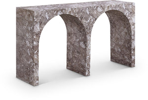 Meridian Furniture Faenza Art Deco Console Table with Marble Veined Finish for Entryway or Living Room Decor Brown 99074Brown-T