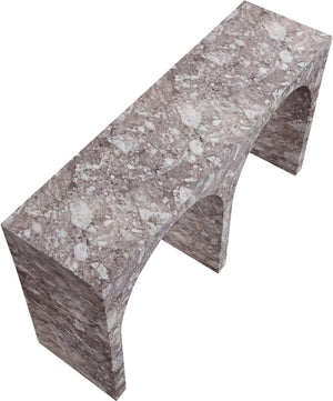 Meridian Furniture Faenza Art Deco Console Table with Marble Veined Finish for Entryway or Living Room Decor Brown 99074Brown-T