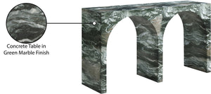 Meridian Furniture Faenza Art Deco Console Table with Marble Veined Finish for Entryway or Living Room Decor Green 99074Green-T