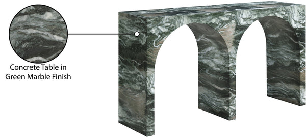 Meridian Furniture Faenza Art Deco Console Table with Marble Veined Finish for Entryway or Living Room Decor Green 99074Green-T