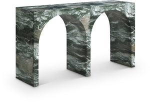 Meridian Furniture Faenza Art Deco Console Table with Marble Veined Finish for Entryway or Living Room Decor Green 99074Green-T