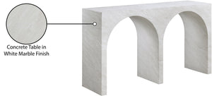 Meridian Furniture Faenza Art Deco Console Table with Marble Veined Finish for Entryway or Living Room Decor White 99074White-T