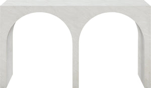 Meridian Furniture Faenza Art Deco Console Table with Marble Veined Finish for Entryway or Living Room Decor White 99074White-T
