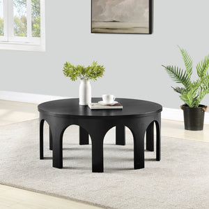 Meridian Furniture Westfield Art Deco Square Oak Veneer Coffee Table with Geometric Style for Modern Living Rooms Black 99076Black-C
