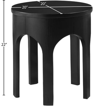 Meridian Furniture Westfield Art Deco Oak Veneer End Table with Geometric Design for Living Room or Entryway Black 99076Black-E