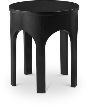 Meridian Furniture Westfield Art Deco Oak Veneer End Table with Geometric Design for Living Room or Entryway Black 99076Black-E
