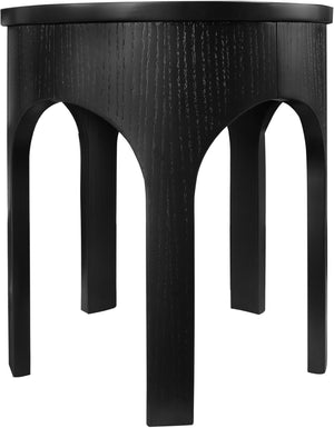 Meridian Furniture Westfield Art Deco Oak Veneer End Table with Geometric Design for Living Room or Entryway Black 99076Black-E