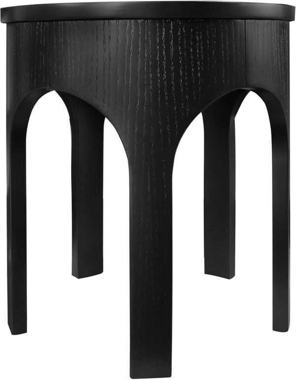 Meridian Furniture Westfield Art Deco Oak Veneer End Table with Geometric Design for Living Room or Entryway Black 99076Black-E