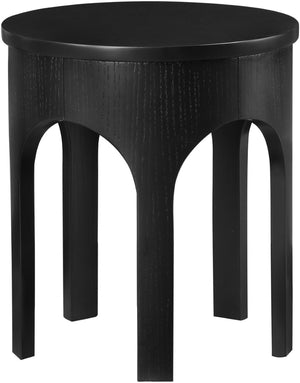 Meridian Furniture Westfield Art Deco Oak Veneer End Table with Geometric Design for Living Room or Entryway Black 99076Black-E