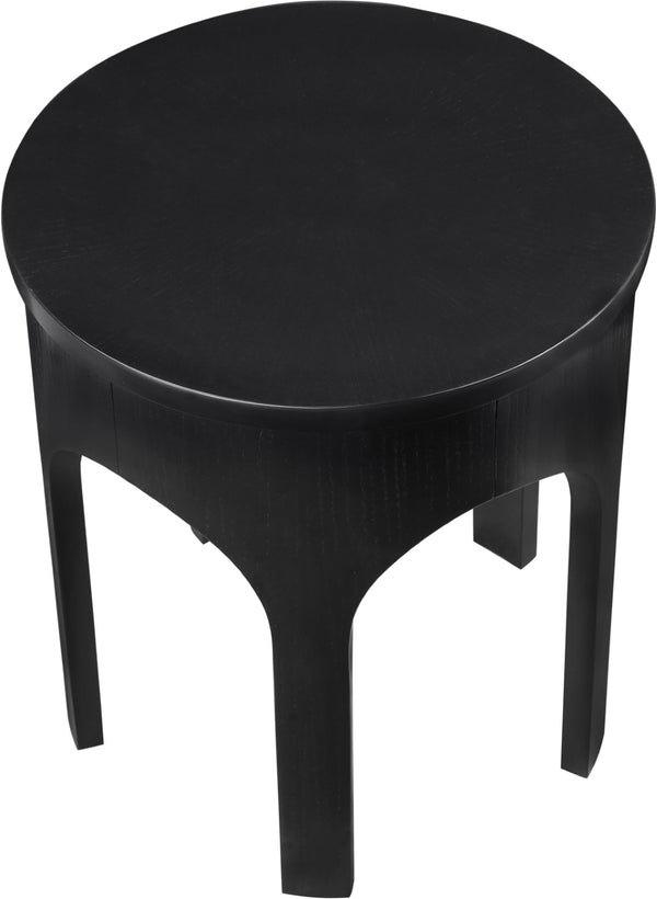 Meridian Furniture Westfield Art Deco Oak Veneer End Table with Geometric Design for Living Room or Entryway Black 99076Black-E