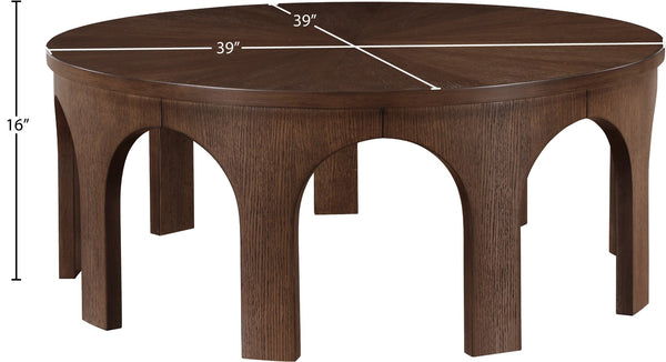 Meridian Furniture Westfield Art Deco Square Oak Veneer Coffee Table with Geometric Style for Modern Living Rooms Brown 99076Brown-C