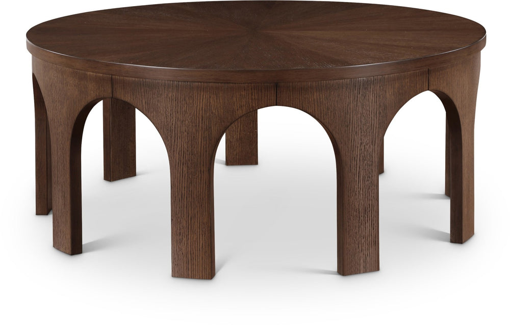 Meridian Furniture Westfield Art Deco Square Oak Veneer Coffee Table with Geometric Style for Modern Living Rooms Brown 99076Brown-C