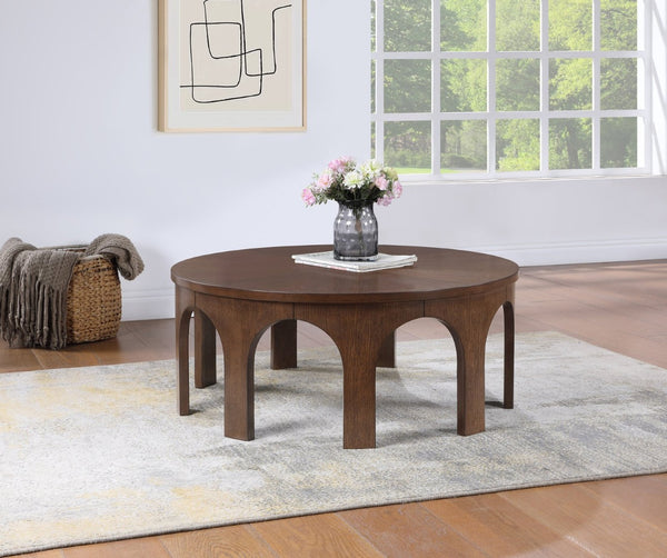 Meridian Furniture Westfield Art Deco Square Oak Veneer Coffee Table with Geometric Style for Modern Living Rooms Brown 99076Brown-C