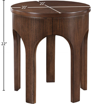 Meridian Furniture Westfield Art Deco Oak Veneer End Table with Geometric Design for Living Room or Entryway Brown 99076Brown-E
