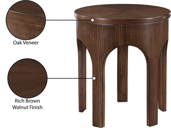 Meridian Furniture Westfield Art Deco Oak Veneer End Table with Geometric Design for Living Room or Entryway Brown 99076Brown-E