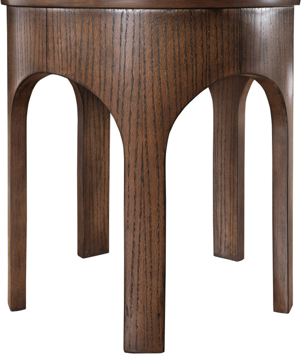 Meridian Furniture Westfield Art Deco Oak Veneer End Table with Geometric Design for Living Room or Entryway Brown 99076Brown-E