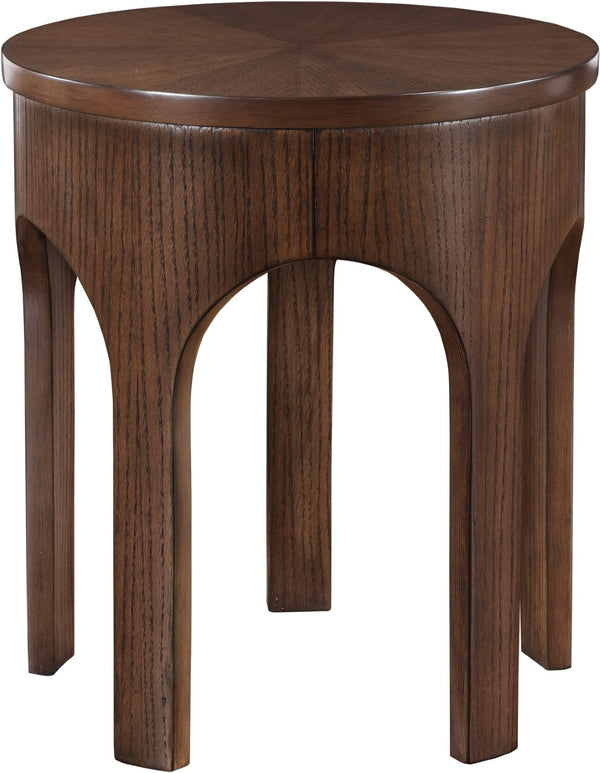 Meridian Furniture Westfield Art Deco Oak Veneer End Table with Geometric Design for Living Room or Entryway Brown 99076Brown-E