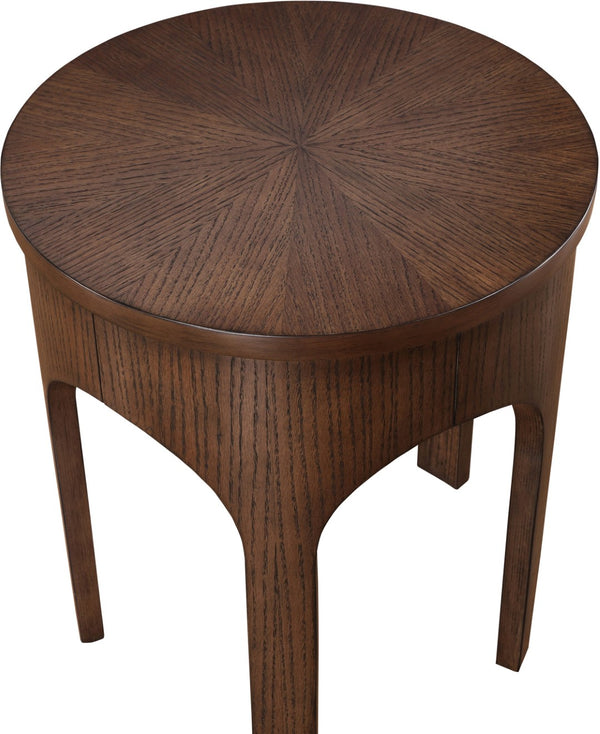 Meridian Furniture Westfield Art Deco Oak Veneer End Table with Geometric Design for Living Room or Entryway Brown 99076Brown-E