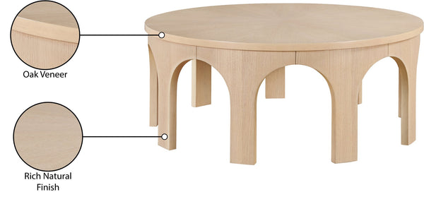 Meridian Furniture Westfield Art Deco Square Oak Veneer Coffee Table with Geometric Style for Modern Living Rooms Natural 99076Oak-C
