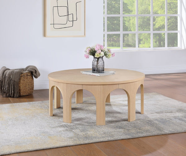 Meridian Furniture Westfield Art Deco Square Oak Veneer Coffee Table with Geometric Style for Modern Living Rooms Natural 99076Oak-C