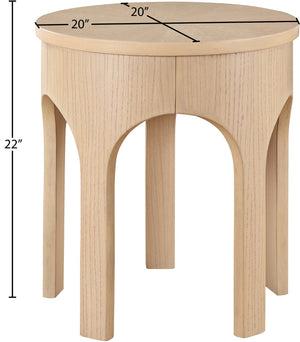 Meridian Furniture Westfield Art Deco Oak Veneer End Table with Geometric Design for Living Room or Entryway Natural 99076Oak-E