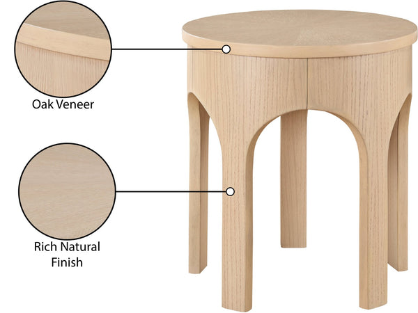 Meridian Furniture Westfield Art Deco Oak Veneer End Table with Geometric Design for Living Room or Entryway Natural 99076Oak-E