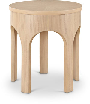 Meridian Furniture Westfield Art Deco Oak Veneer End Table with Geometric Design for Living Room or Entryway Natural 99076Oak-E