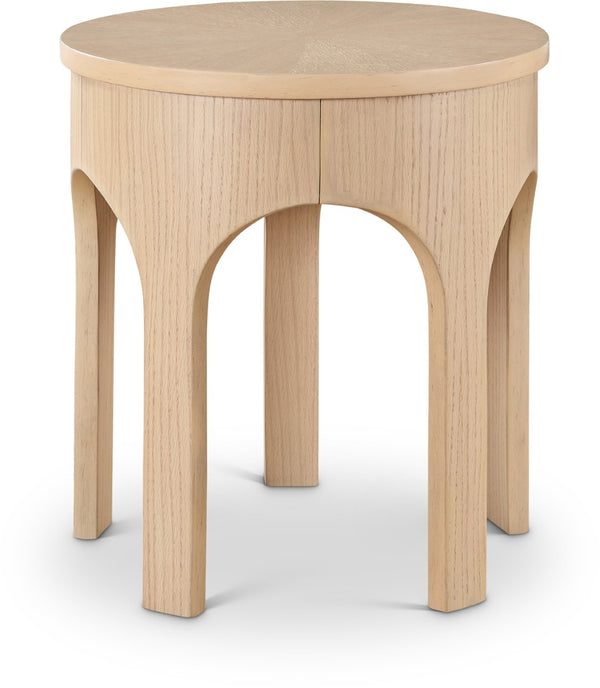 Meridian Furniture Westfield Art Deco Oak Veneer End Table with Geometric Design for Living Room or Entryway Natural 99076Oak-E