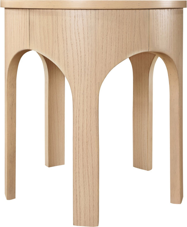 Meridian Furniture Westfield Art Deco Oak Veneer End Table with Geometric Design for Living Room or Entryway Natural 99076Oak-E