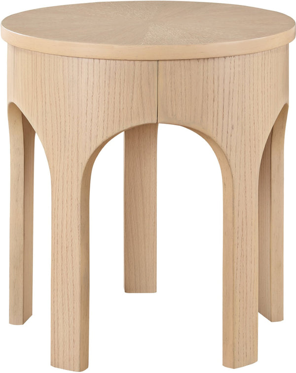 Meridian Furniture Westfield Art Deco Oak Veneer End Table with Geometric Design for Living Room or Entryway Natural 99076Oak-E