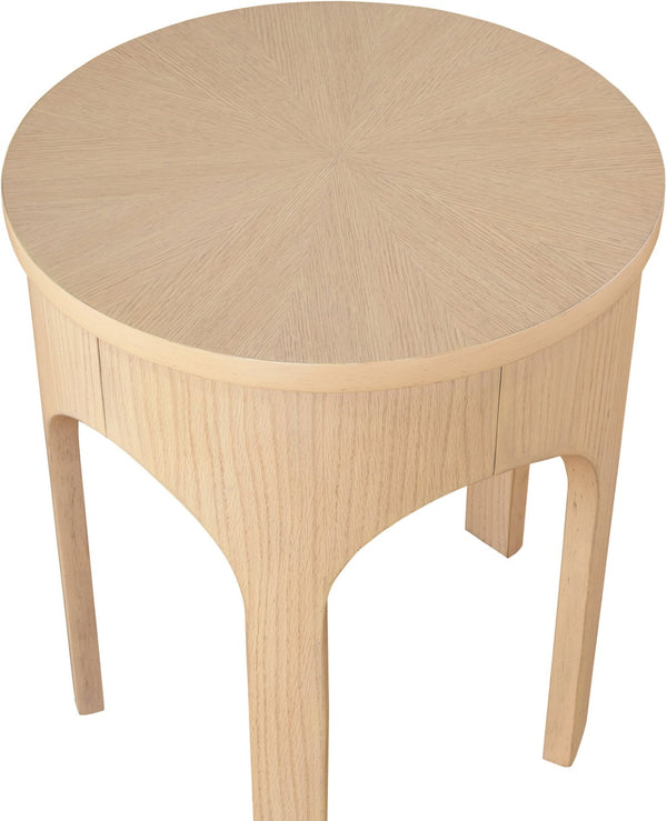 Meridian Furniture Westfield Art Deco Oak Veneer End Table with Geometric Design for Living Room or Entryway Natural 99076Oak-E
