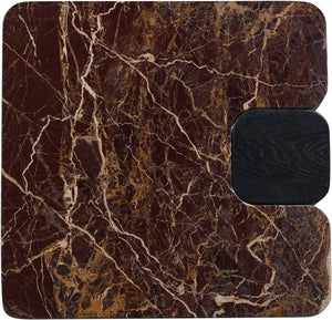 Meridian Furniture Ravenna Genuine Marble Top Oak Base End Table with Art Deco Inspired Sculptural Form 99077Cherry-ET