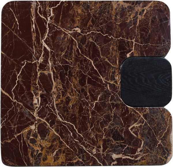 Meridian Furniture Ravenna Genuine Marble Top Oak Base End Table with Art Deco Inspired Sculptural Form 99077Cherry-ET