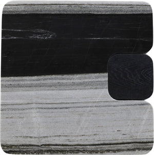Meridian Furniture Ravenna Panda Marble Top Oak Base End Table with Art Deco Silhouette for Living Rooms 99077Panda-ET
