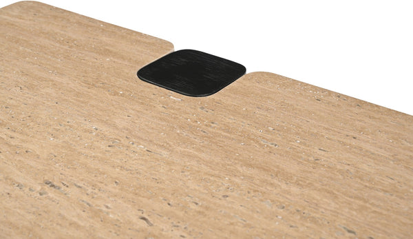 Meridian Furniture Ravenna Genuine Stone Top Coffee Table with Art Deco Oak Wood Base for Living Rooms Natural Genuine Marble - C 99078Travertine-CT