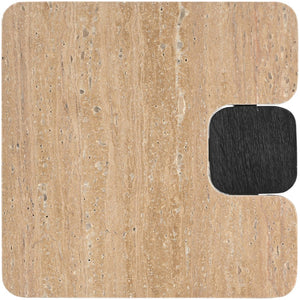 Meridian Furniture Ravenna Genuine Travertine Top Oak Base Square End Table with Art Deco Appeal 99078Travertine-ET