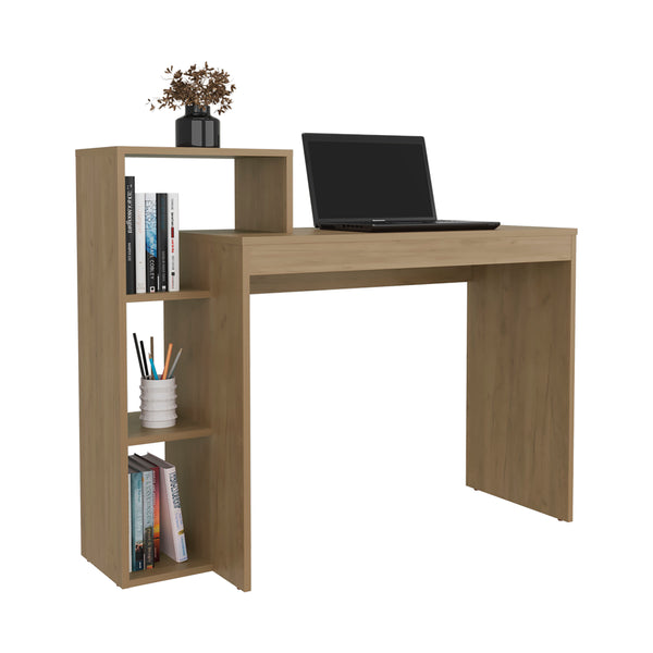English Elm Britt 43" Writing Desk with Four Shelves — Oak Compact Home Office Gamer Desk, Sturdy Minimalist Design B200P253747