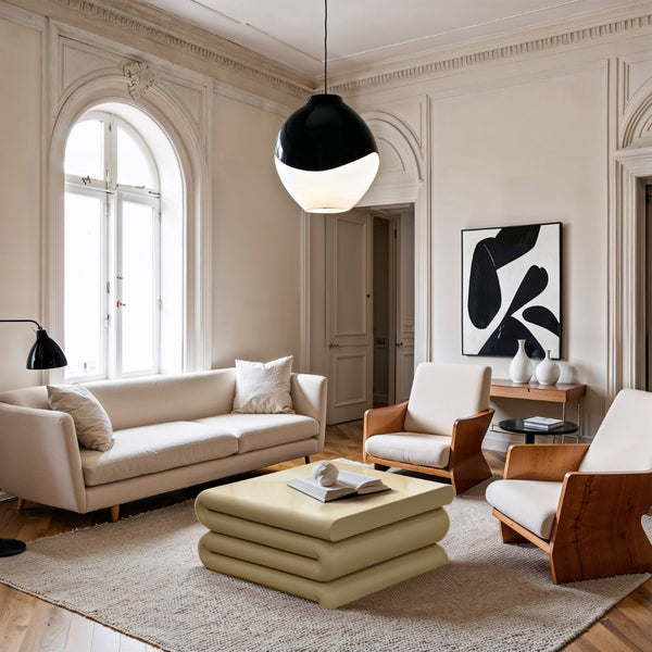 Meridian Furniture I Need to Find What's Common Across All Variants: Roland, Sculptural, Iron, Coffee Table, Powder Coated Matte Finish, Modern Living Room, Low Profile. Beige 99079Beige-CT