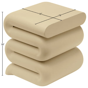 Meridian Furniture Roland Sculptural Iron End Table Matte Powder Coat Finish for Modern Living Room Accent Beige 99079Beige-ET