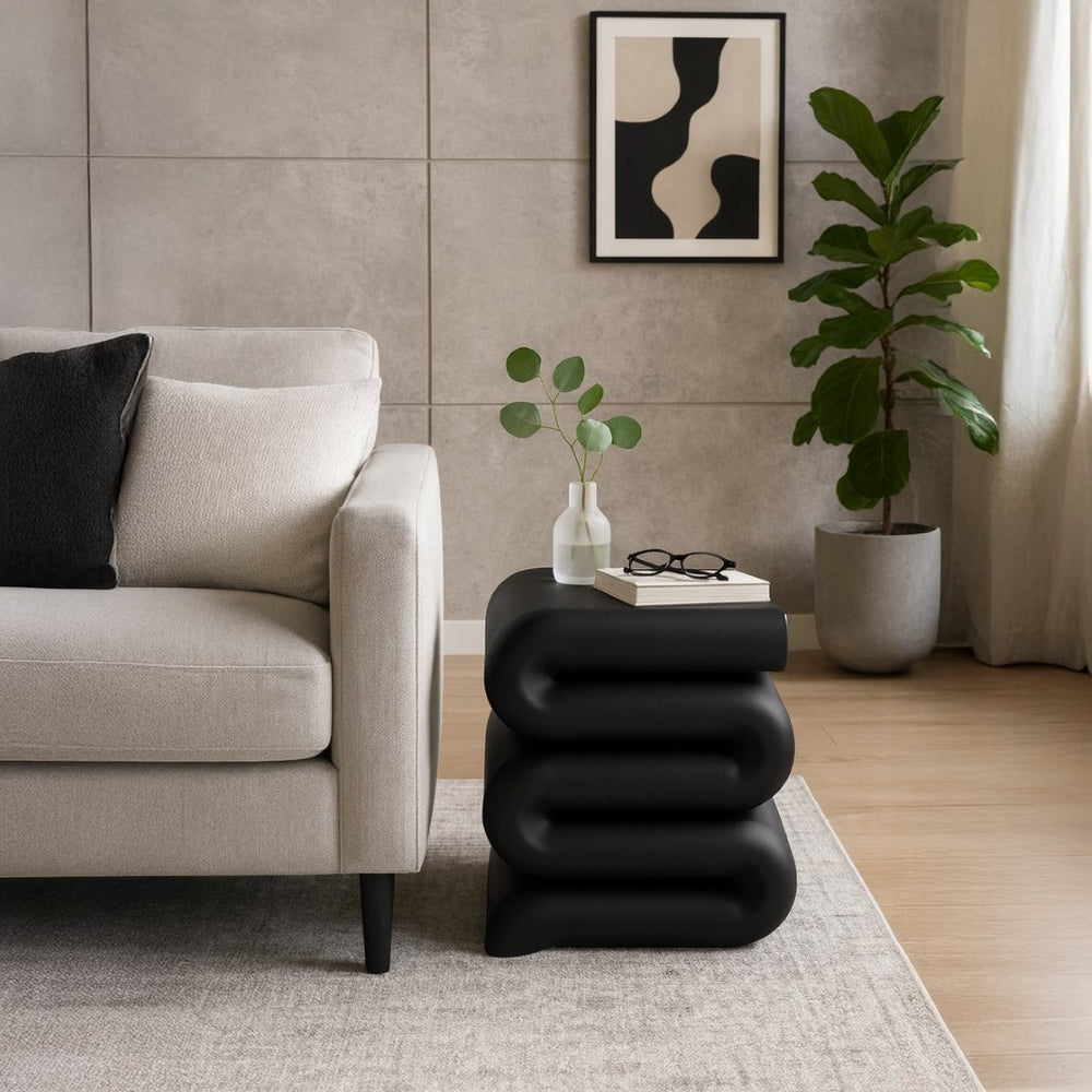 Meridian Furniture Roland Sculptural Iron End Table Matte Powder Coat Finish for Modern Living Room Accent Black 99079Black-ET