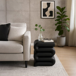 Meridian Furniture Roland Sculptural Iron End Table Matte Powder Coat Finish for Modern Living Room Accent Black 99079Black-ET