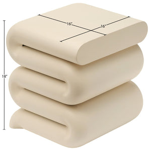Meridian Furniture Roland Sculptural Iron End Table Matte Powder Coat Finish for Modern Living Room Accent Cream 99079Cream-ET