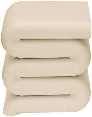 Meridian Furniture Roland Sculptural Iron End Table Matte Powder Coat Finish for Modern Living Room Accent Cream 99079Cream-ET
