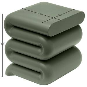 Meridian Furniture Roland Sculptural Iron End Table Matte Powder Coat Finish for Modern Living Room Accent Green 99079Green-ET